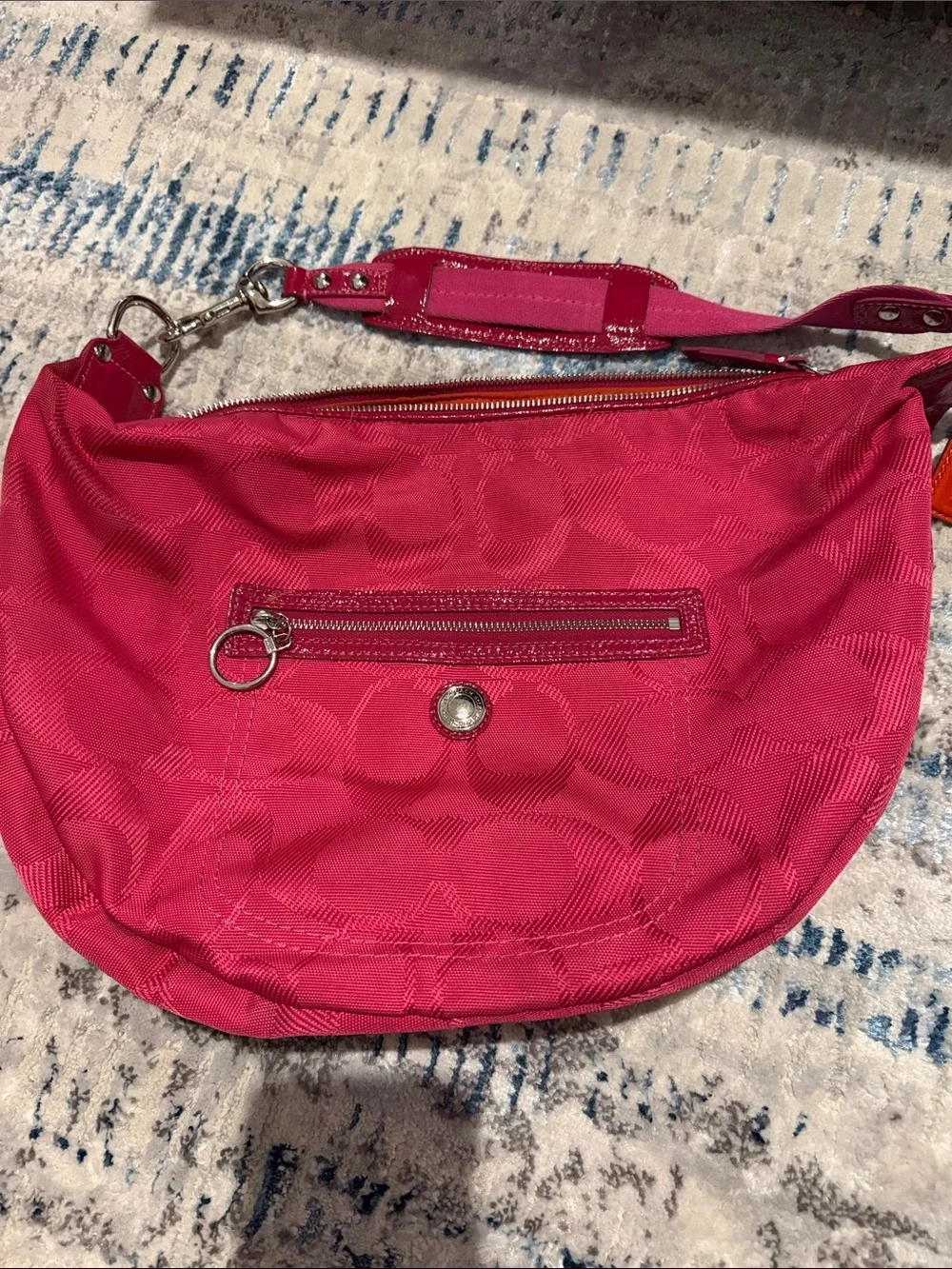 Coach Pink Signature Monogram Shoulder Bag